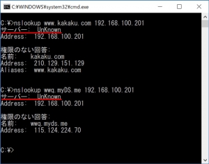 nslookupを実行｜Windows