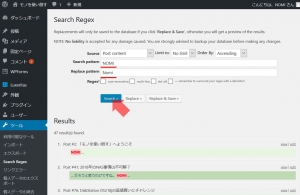 Search Regexで[Search]を実行｜WordPress